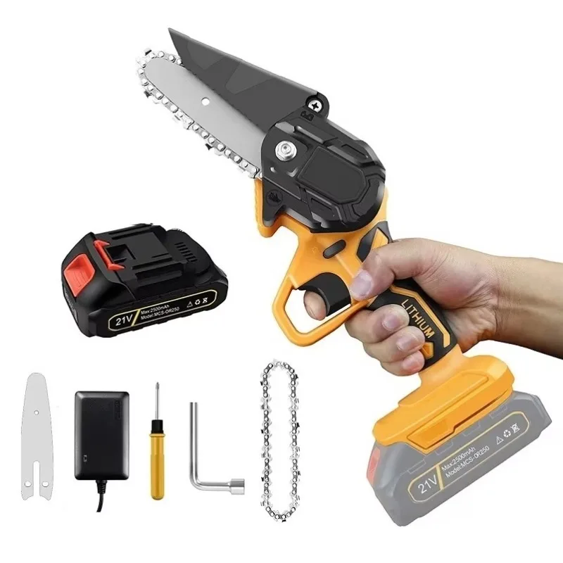 

4 Inch Professional Pocket Cordless Chainsaw Battery Powered Heavy Duty Outdoor Emergency Hand Pole Saw