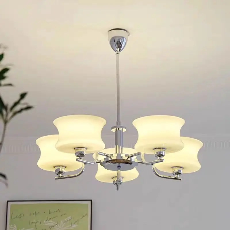 

Belue Chandelier French milky white glass light Mid century Bauhaus lamp bedroom study living room designer home interior lights
