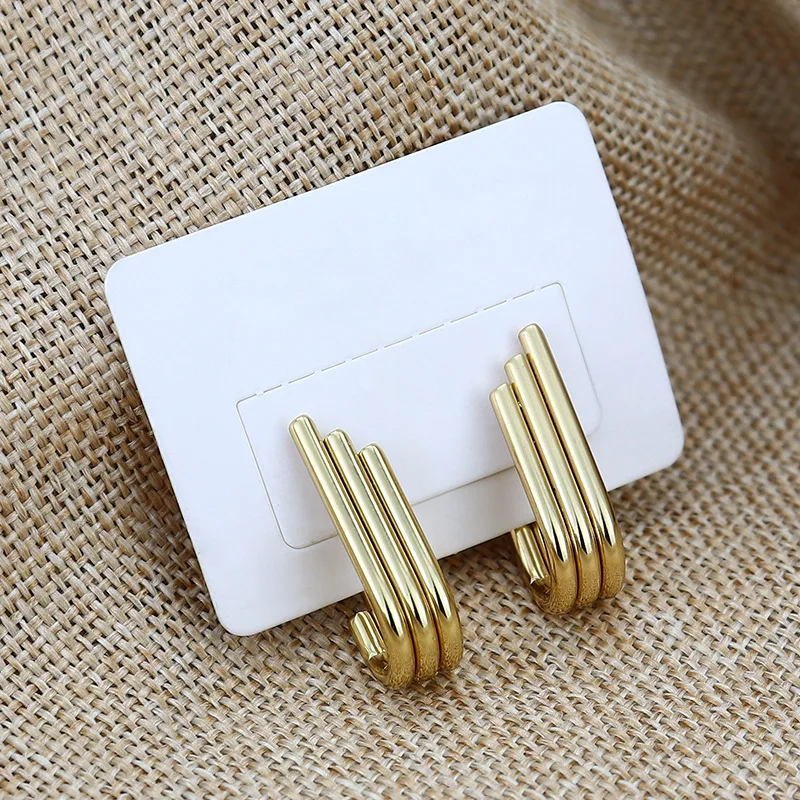 2 قطعة الفولاذ المقاوم للصدأ الذهب اللون دفع الظهر وأقراط للرجال والنساء U شكل مجوهرات حساسة الأذن ترصيع