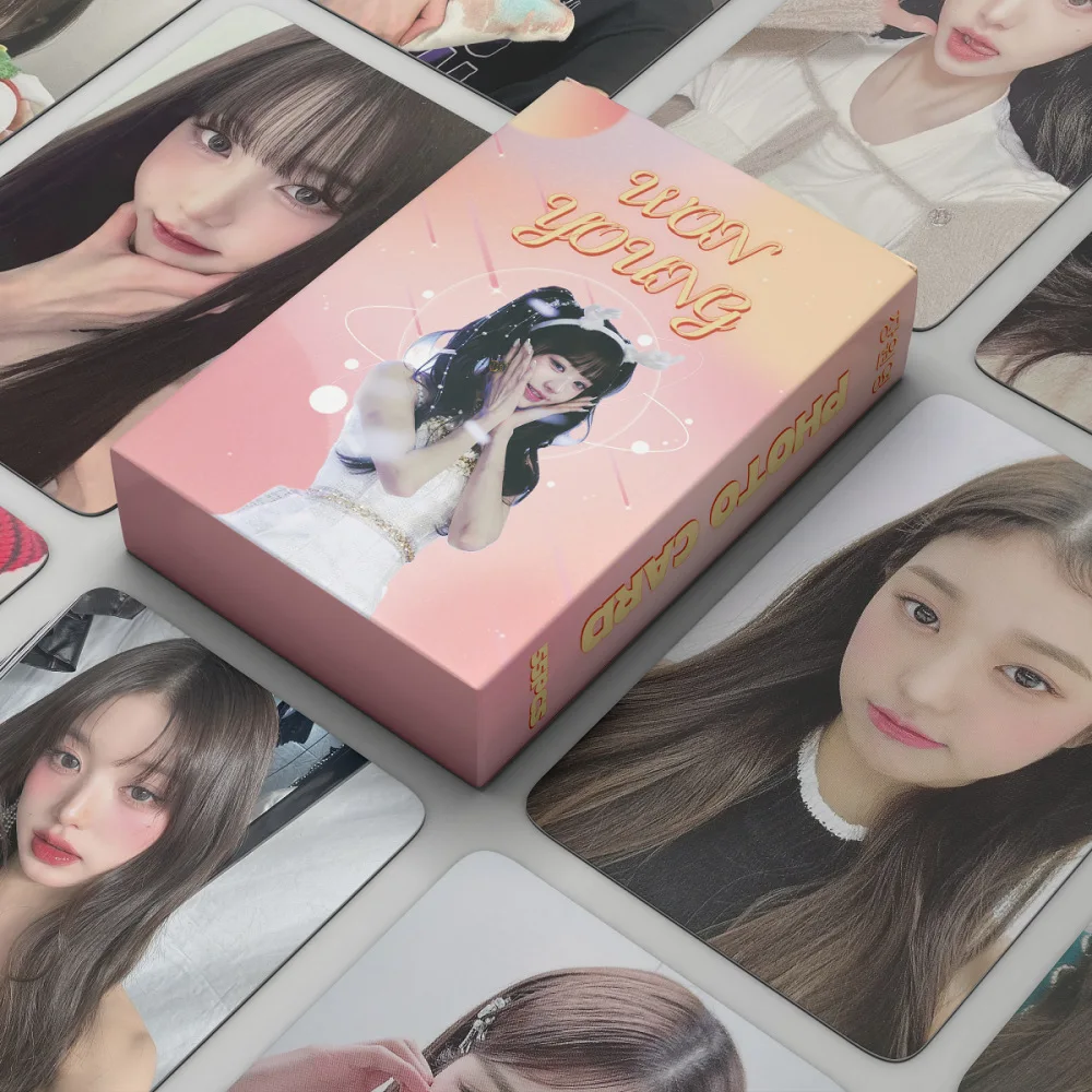 Kpop Idols WonYoung Laser Boxed Card 55pcs/Set High Quality HD Photo Double Sides Printing Korean Style LOMO Card Fan Collection