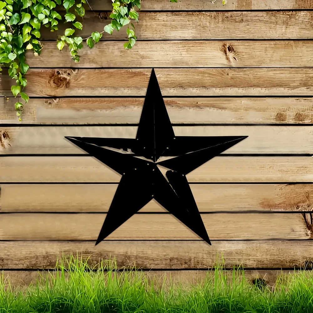 Vintage Metal Star Wall Decor, Large Black Rustic Iron Art Sculpture for Outdoor Farmhouse Home, Western Style Hanging Wall Art