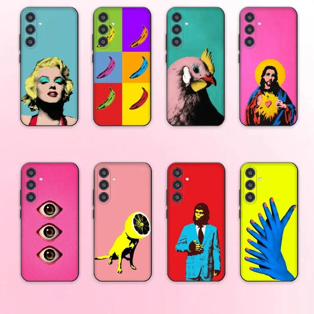 

A-Andy Warhol Pop Art Banana Phone Case For Samsung Galaxy A73,A72,A71,A70,A53,A52,A51,Others Soft Black Cover