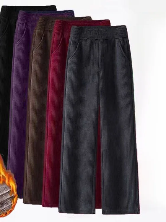 

Женские вельветовые брюки с широкими штанинами, утепленные, повседневные, прямого кроя, укороченные, маленькие размеры, длинные, теплые брюки