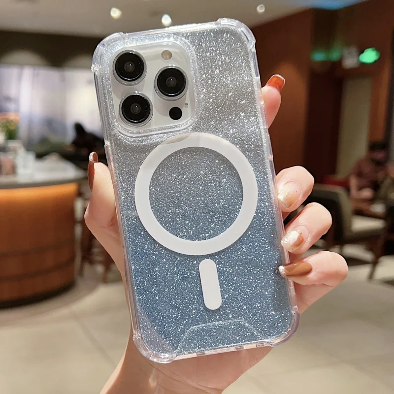 

Four-corner anti-drop magnetic gradient glitter is suitable foriphone 13Cute phone case16proMobile Phone Protective CaseinsKorea