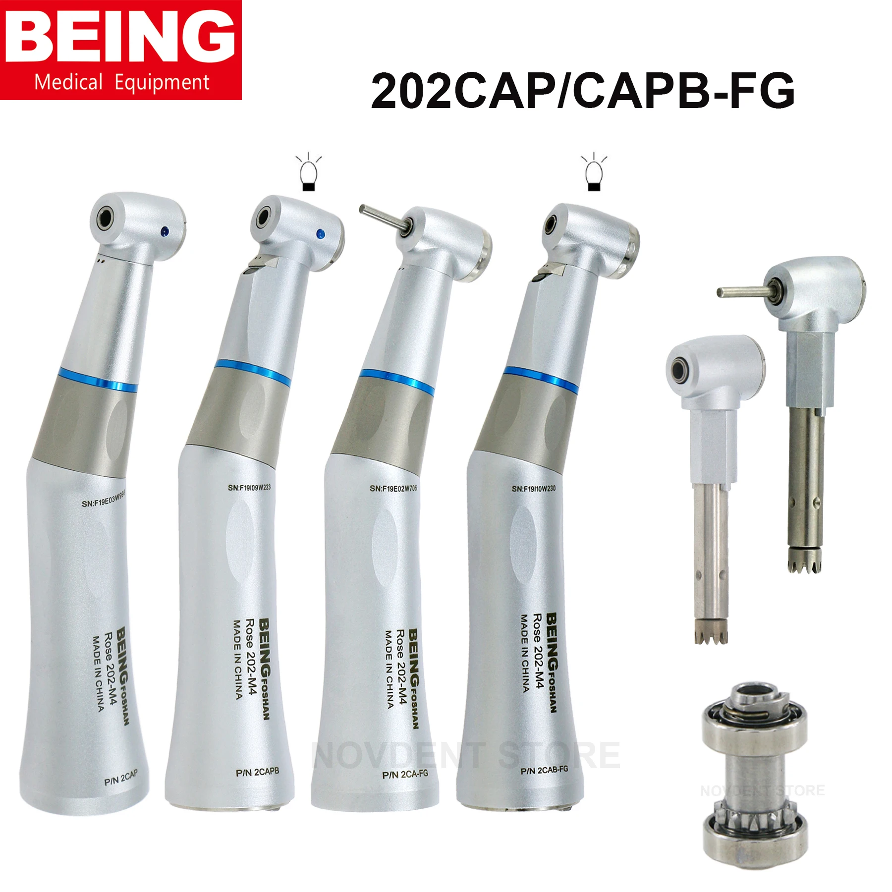 

202CAP/CAPB-FG BEING Dental Contra Angle Handpiece Fit NSK KAVO 1:1 Fiber Optic with LED