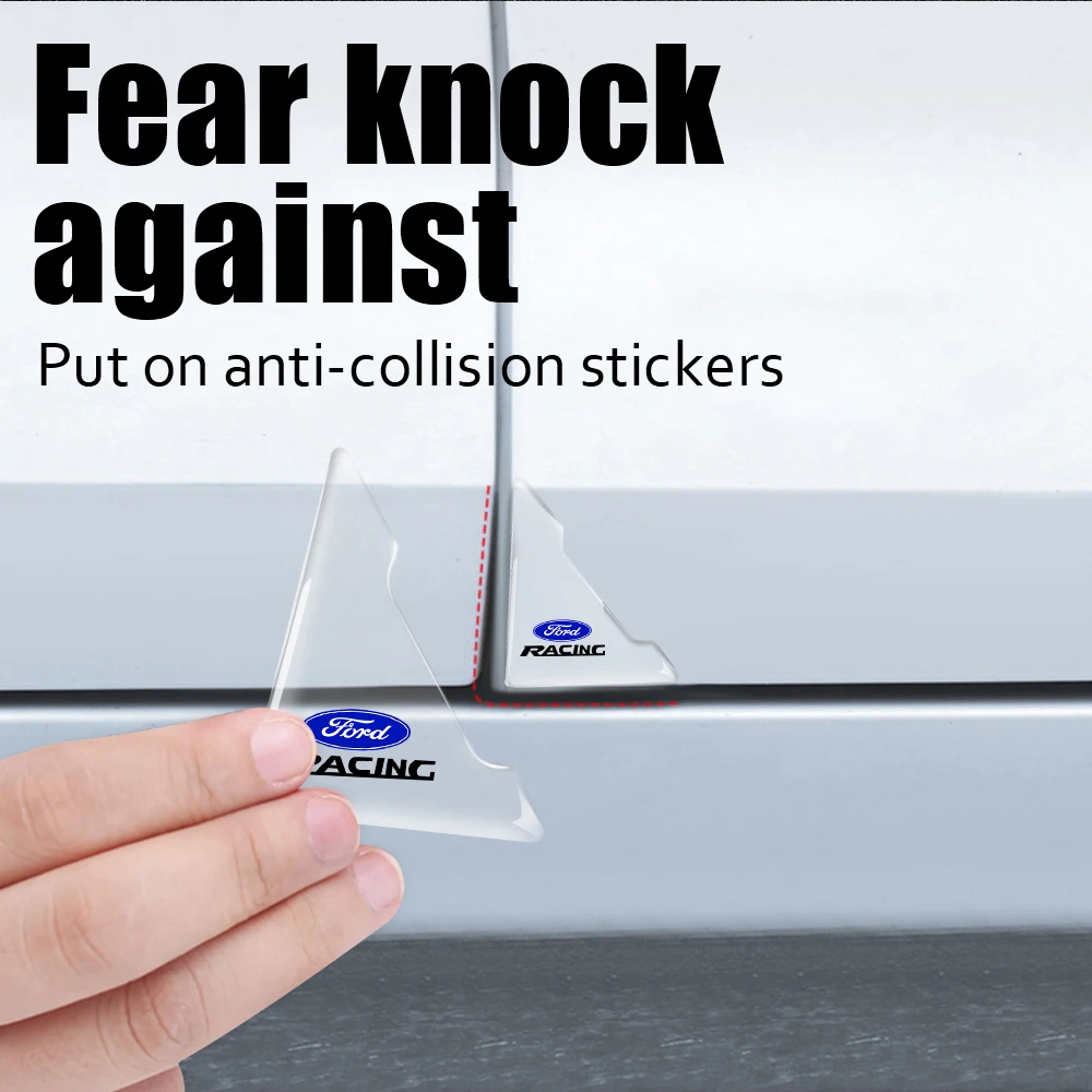 2pcs Car Transparent Door Corner Anti-collision Protector Cover Sticker Accessories For Ford Focus ST Kuga Mondeo Mustang Fiesta