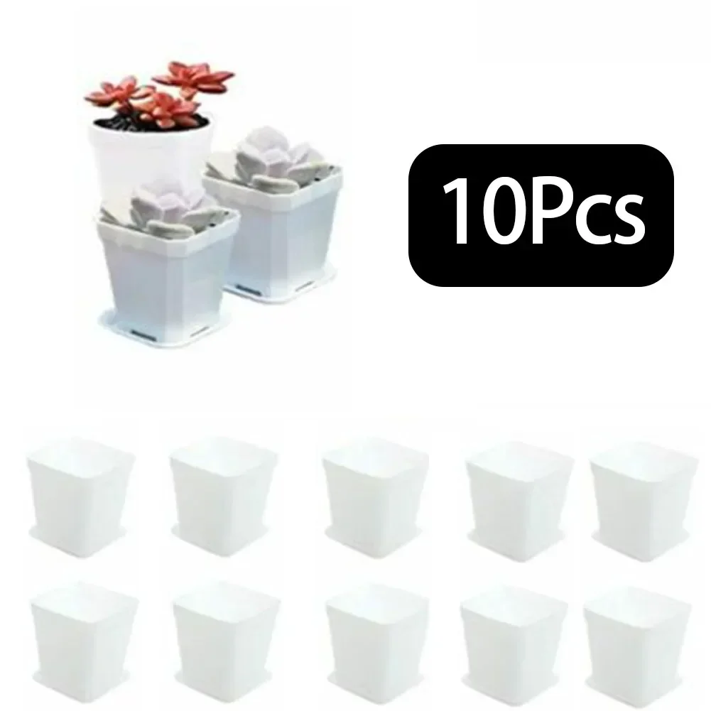 10pcs 5 Colors Avilable Thicken Flower Pots Planters Pot Trays Plastic Pots Creative Small Square Pots For Succulent Plants