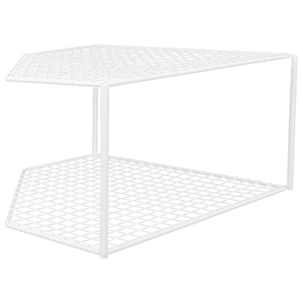 

Corner Shelf Kitchen Pot Rack 2-tier Iron Stand Multi-function Pan Organizer Storage Small Space Household Draining Rack