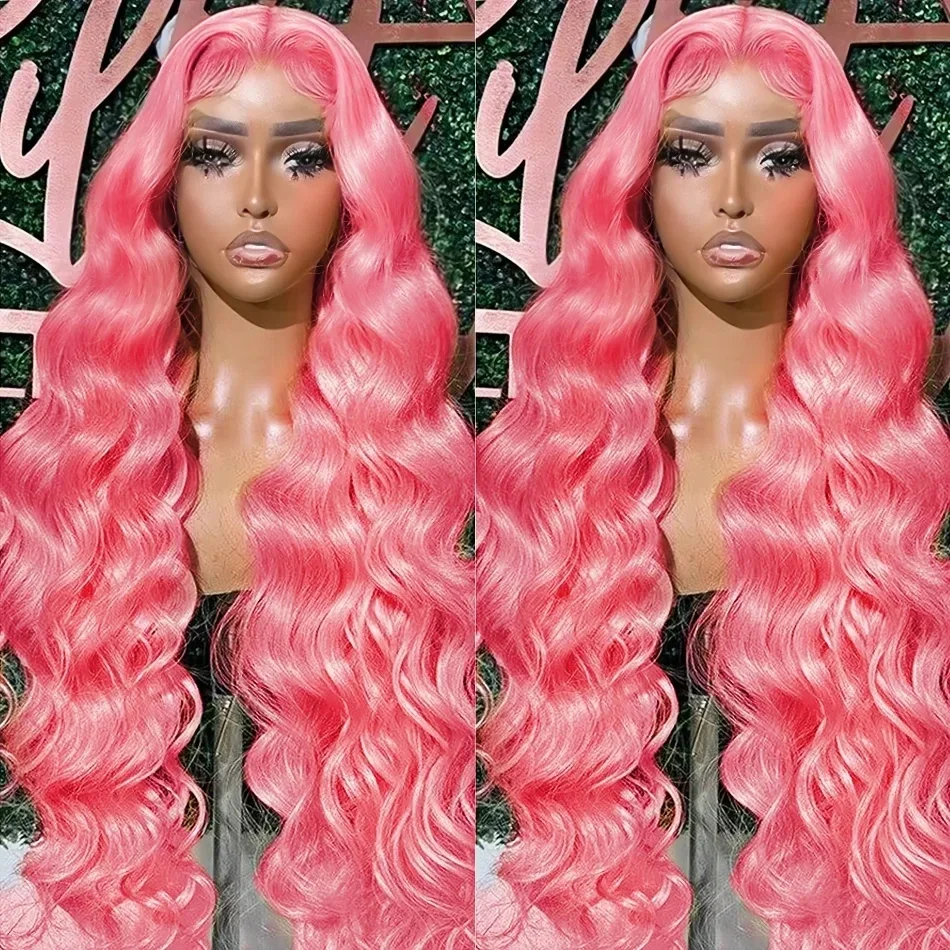 13x4 Body Wave Light Pink Lace Front Wig Brazilian Human Hair Wigs Colored Wig 13x6 Transparent HD Lace Frontal Wigs For Women view 3