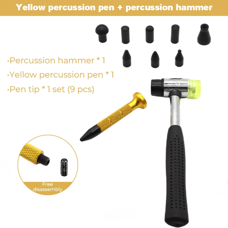 Car Body Paintless Dent Repair Multi-Head Leveling Hammer Knockout Pen Repair Car Dent Repair Hand Tools for Dent Removal Hail