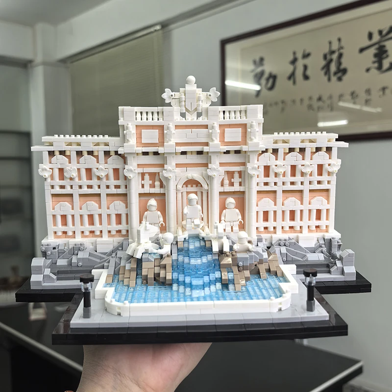 Blocs de construction de fontaine Trevi créative, modèle de ville de renommée mondiale, vue sur la rue, Architecture, briques à assembler, jouets, cadeau pour enfants et adultes