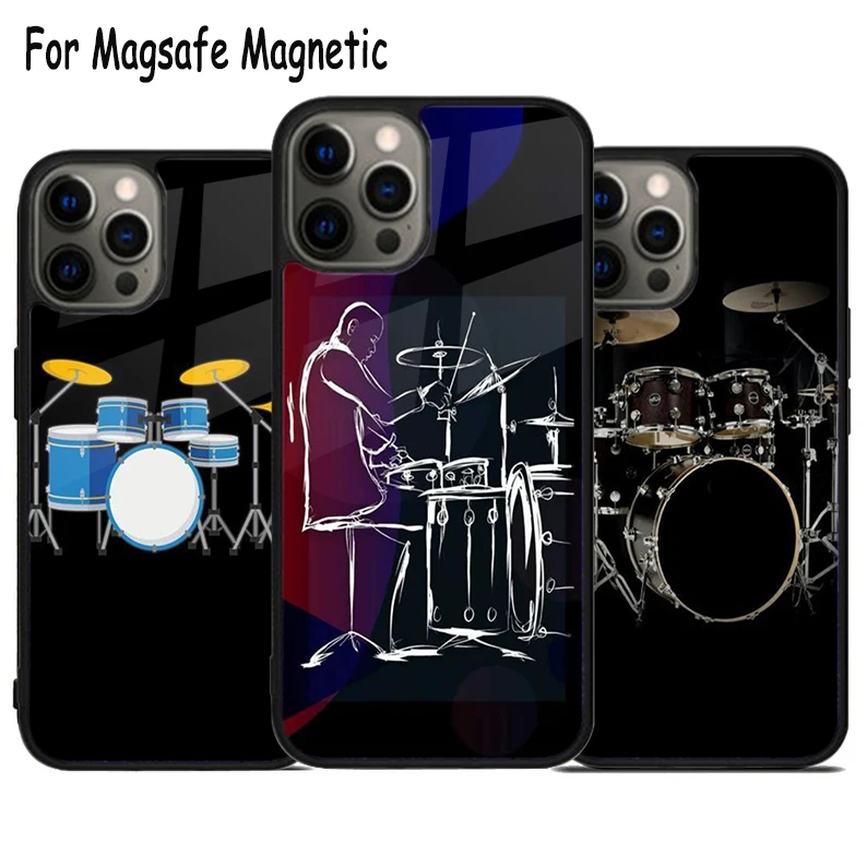 Drums On Bright Wireless Charge Magsafe Phone Case For iPhone 15 16 14 13 11 12 Pro Max Plus Magnetic Bumper Cover