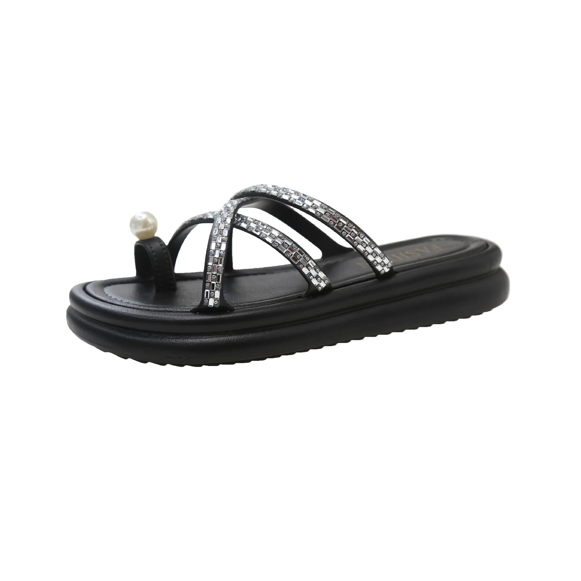 Tongs Parker en biscuits perlé pour femmes, pantoufles à l'offre elles optiques d'été, sandales de plage romaines, 2024
