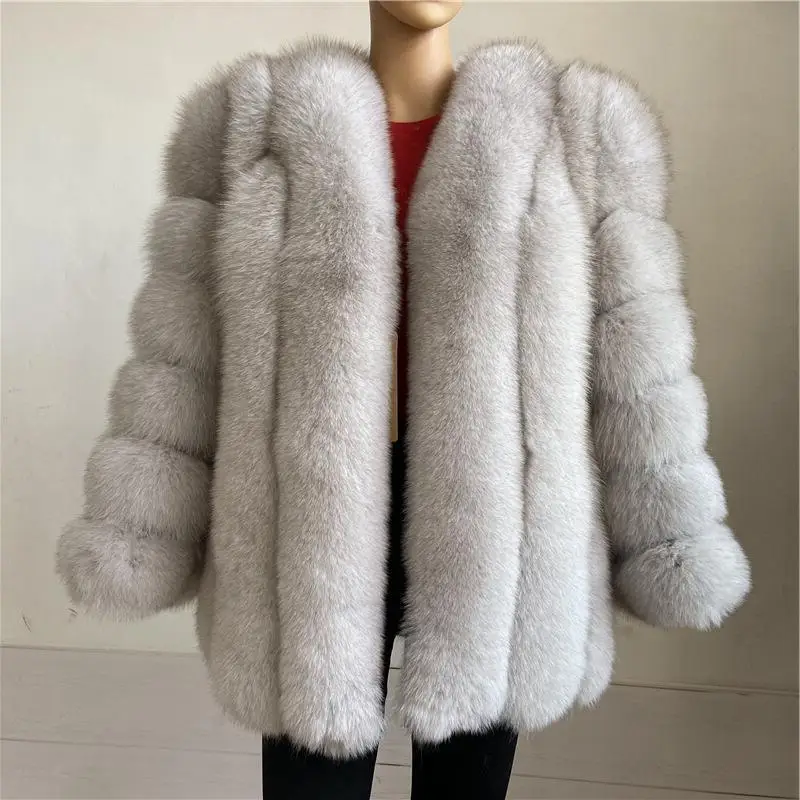 Hot Sale New Haining Fox Fur Grass Coat 2024 Winter Fox Fur Grass Coat for Women and Youth