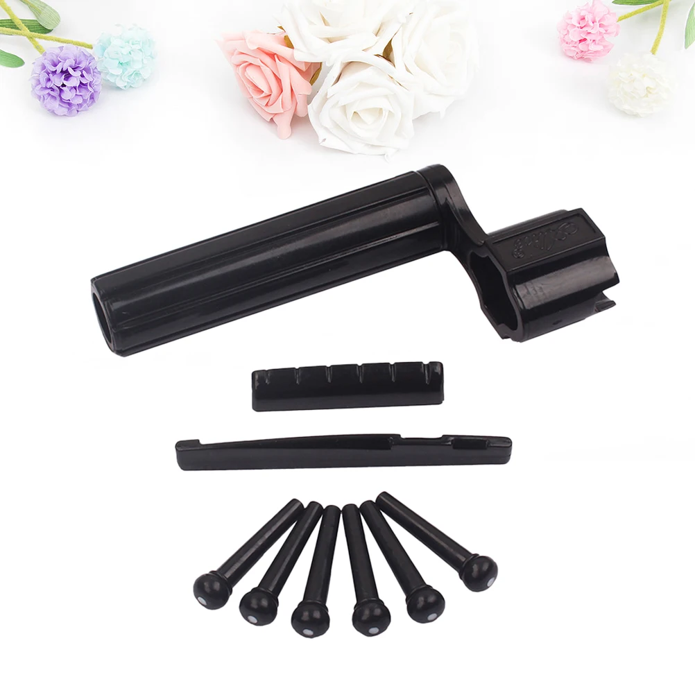 

Durable Black Plastic Guitar Saddle Nut Replacement Kit Easy Cut Bridge Set Improve Sound Playability Guitar Saddle