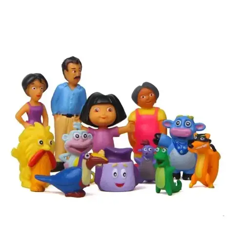 Anime Cartoon Capsule Toy 12pcs/set enjoys Dora Boots Diego Benny PVC Model Action Figures Toys Dolls Xmas Gifts
