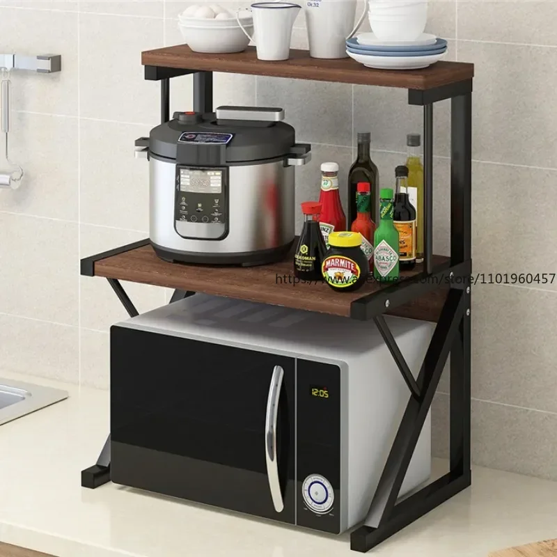 Microwave Oven Rack Shelf Kitchen Countertop Oven Rack Organizer Seasoning Storage Rack Holder Household Stand Storage Furniture