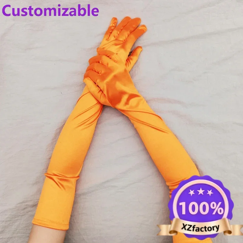 Factory Direct 2026 Top Guanti da donna cosplay per feste retrò in raso elasticizzato cerimoniale esteso, guanti da sposa
