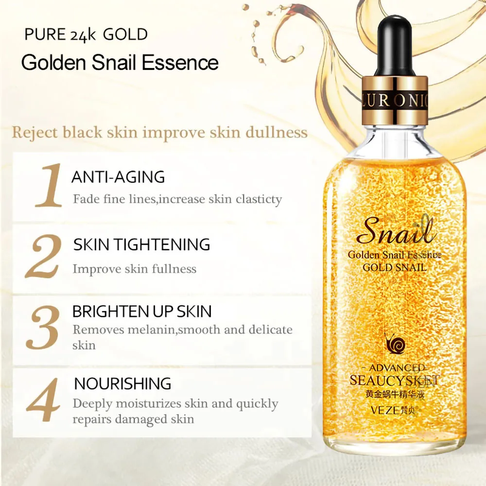 Snail Collagen Skin Care Set Golden Face Serum Nourishing Brighten Skin Anti Dryness Moisturizing Cream Soothes Skin Eye Essence