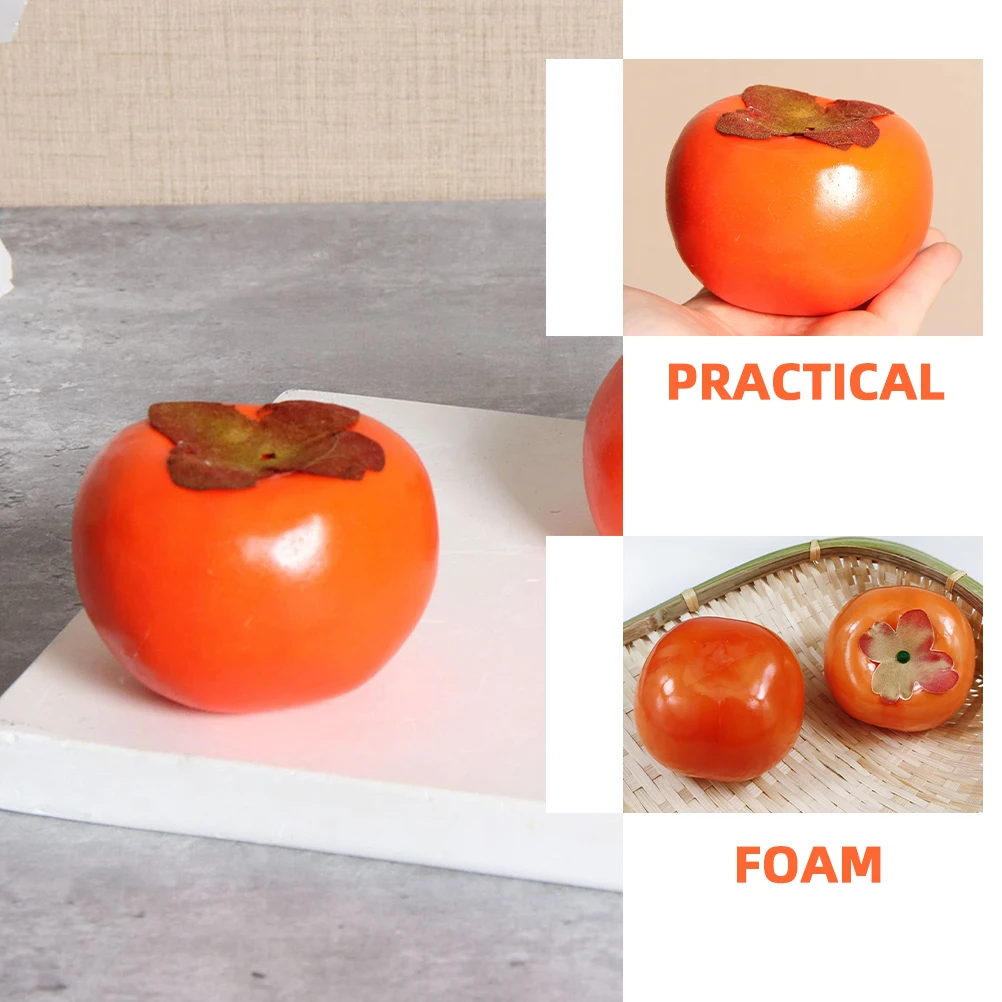 

4pcs Simulated Persimmon Fruit Artificial Decoration Lifelike Mini Faux Fruits for Home Photo Props Scene Adornment Toy Foam