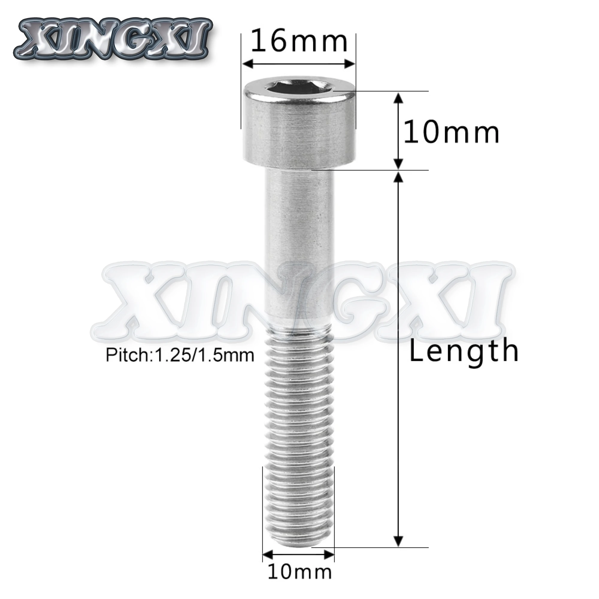 XingXi Titanium Bolt M10 X 20 25 30 35 40 45 50 55 60mm Allen Key Screw for Bicycle Motorcycle Modification