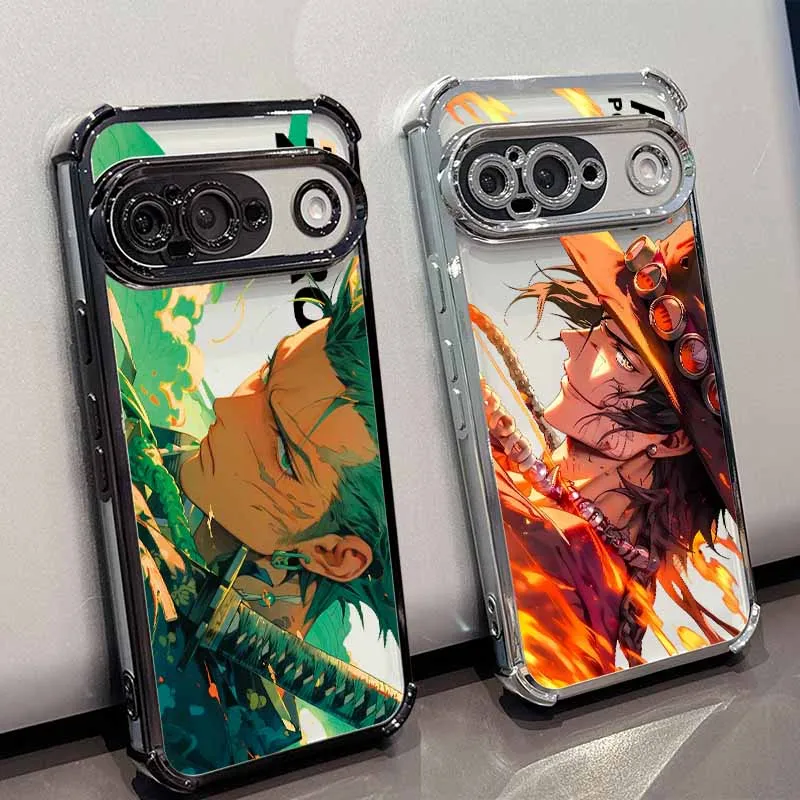 O-ONE P-PIECE-E Anime Phone Case For Google Pixel 10A 9A 9 8A 8 7A 7 Pro XL Plating Drop-proof Transparent Soft Cover