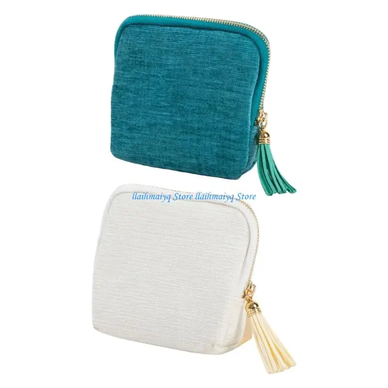 

573B Stylish Tassels Zipper Jewelry Case Compact Travel Organizers For Earrings Rings Chains
