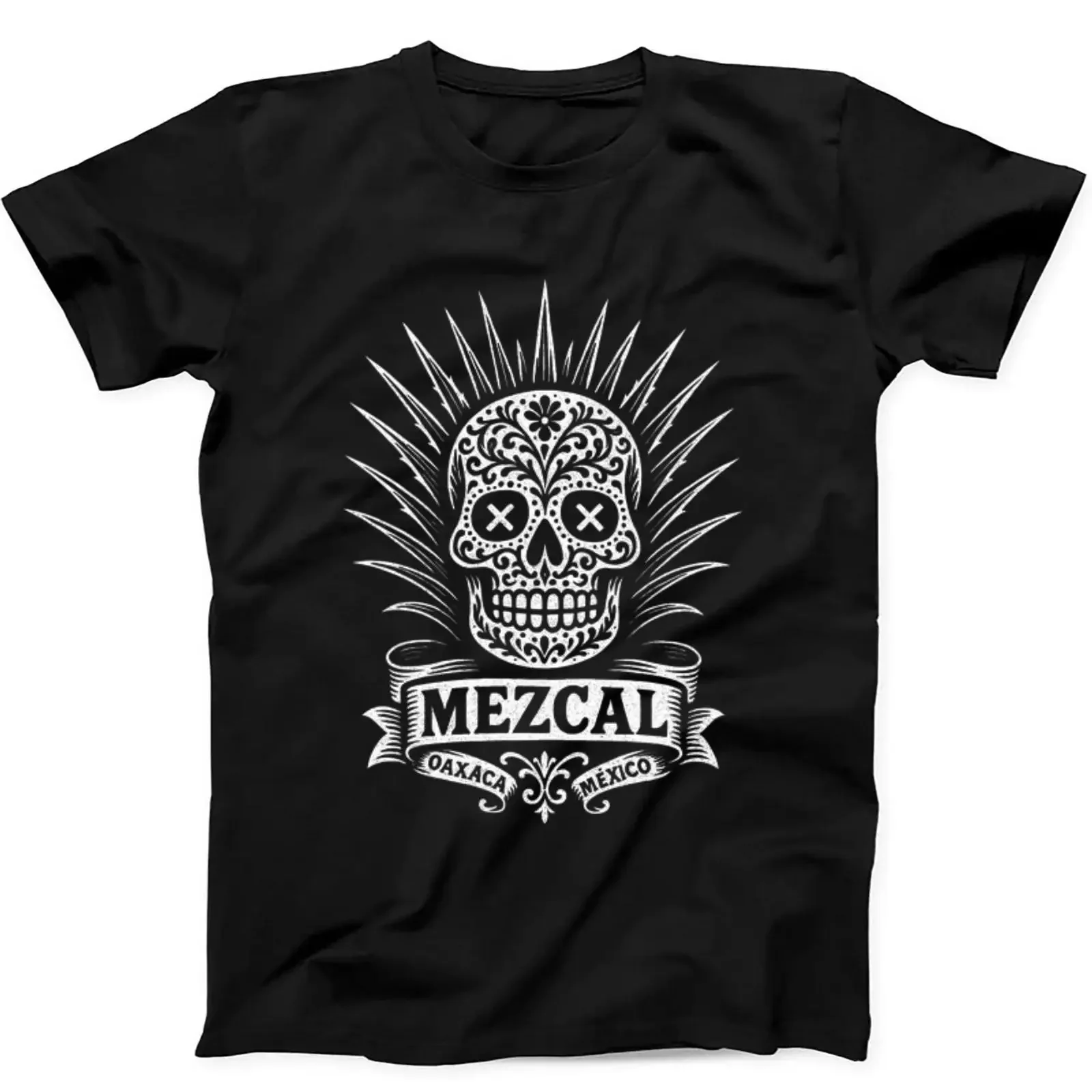 Mezcal Tequila Sugar Skull Mexico Muertos Tijuana Funny Black T Shirt 501 vintage Washed Unisex Slightly Versatile Soft