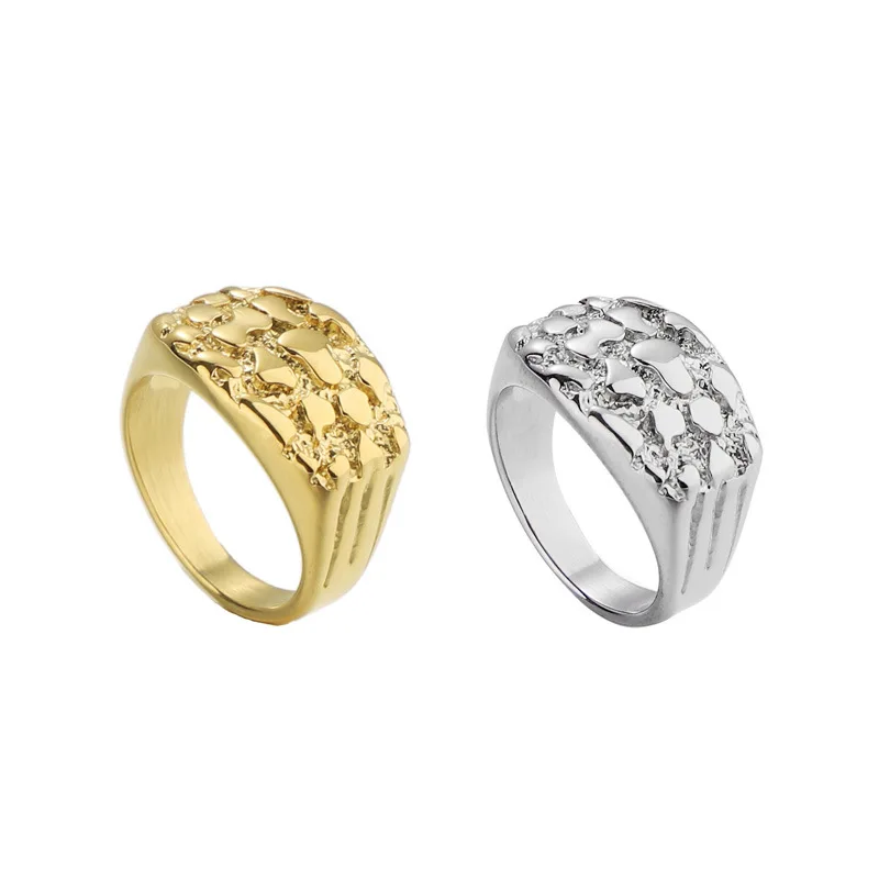 

5 pcs European American Hip Hop Men's Stainless Steel Metal Block Rings 18K Plating Fine Jewelry for Parties Anniversaries