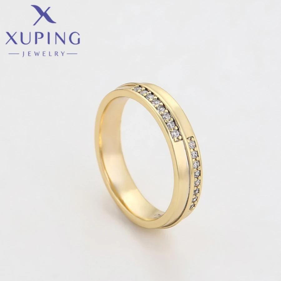 Xuping Jewelry Fashion New Arrival Light Gold Color Circle Shape Ring for Women Girls Wedding Commemoration Day Gift 14R244307