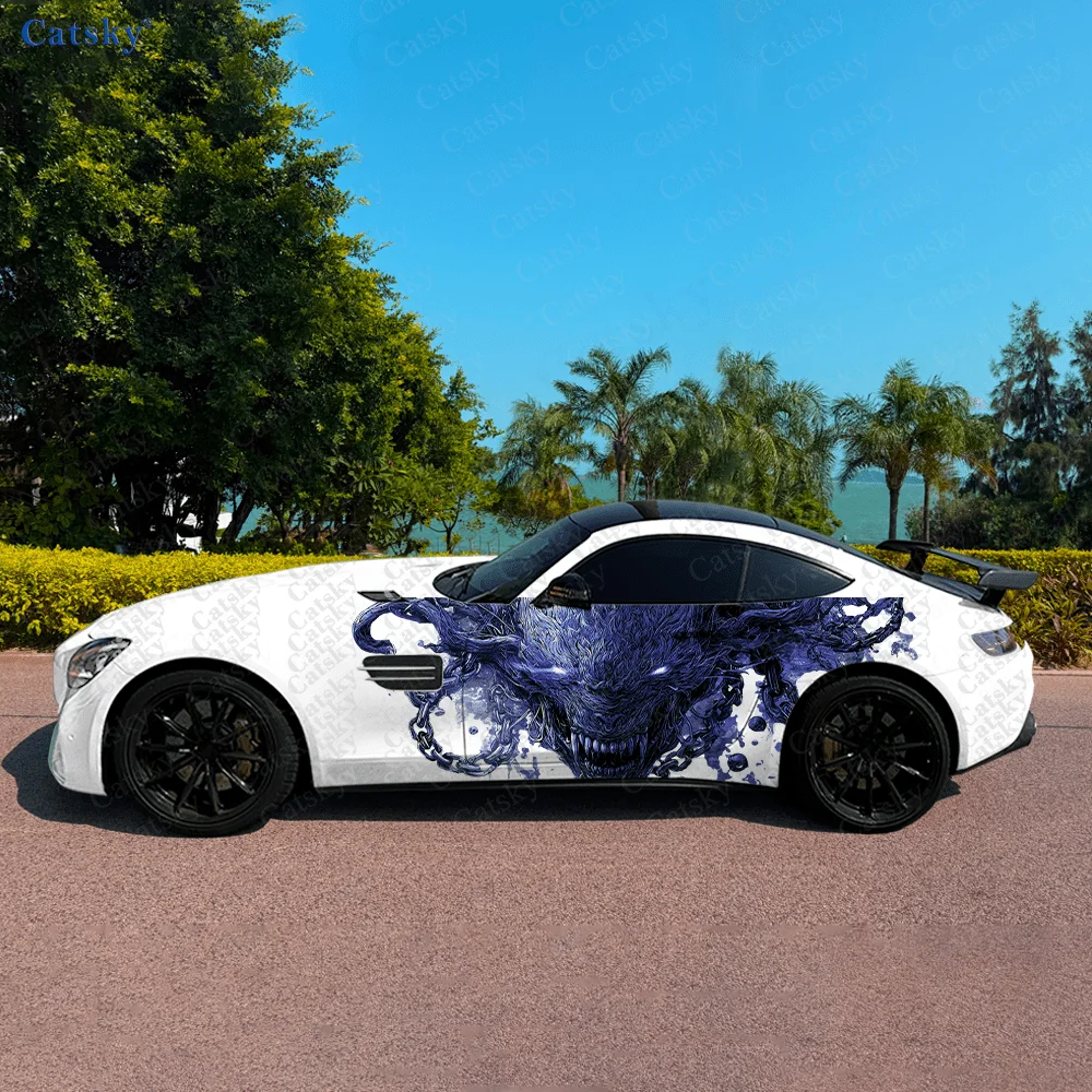 Colorful Chain Devil Car Side Sticker Decoration, PVC Waterproof Scratch Resistant Decal, Car Protection, Auto Accessories Gift