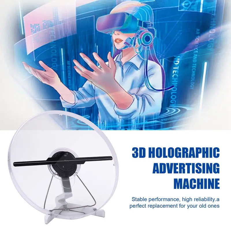 3D Holographic Fan Screen Rotating Display Air Virtual Stereoscopic Imaging Led Projector Wifi Outdoor US PLUG