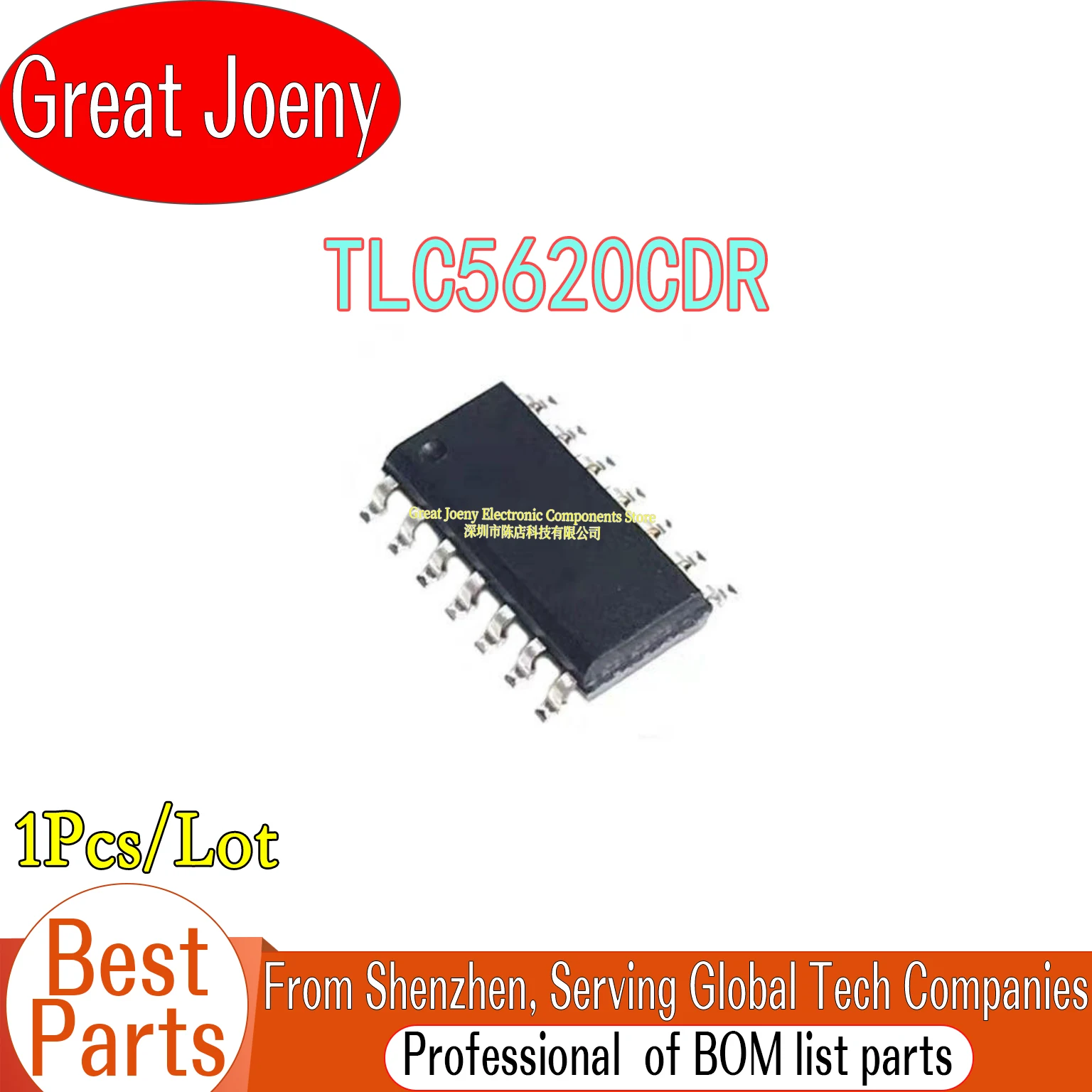 

100% New Original TLC5620 TLC5620CDR IC Chipset SOP-14