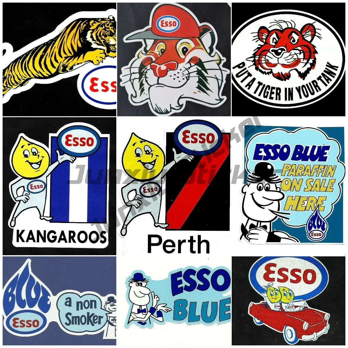 

High Quality Car Stickers Esso Oil Tiger Retro Air Pump Vinyl Stickers Car Truck Window Design Stickers PVC