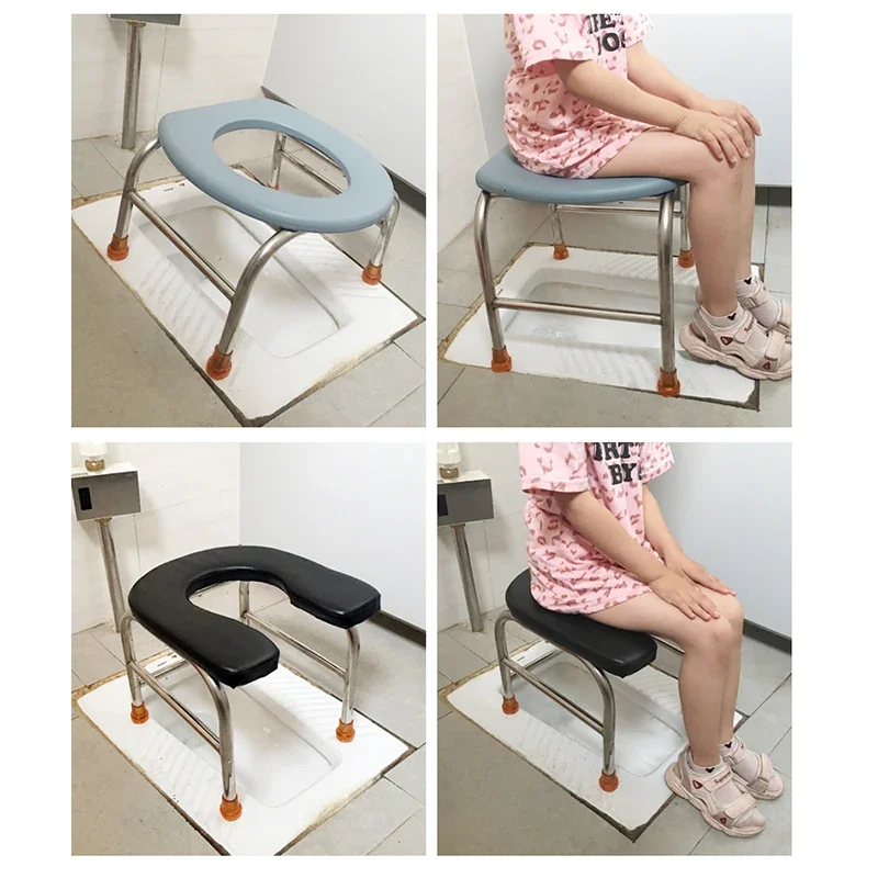 U-shaped Stainless Steel Toilet with Sponge Mats for Patient Toilet Chair Toilet Chair Pregnant Woman Elderly Squatting Stools