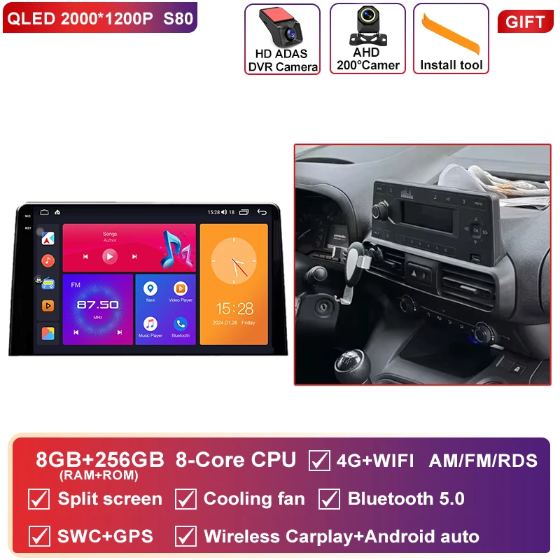 Android 16 Carplay Autoradio Stereo Multimedia Video Player Voor Citroen Berlingo 2019 Peugeot Partner Rifter 2020 Voor Opel Combo