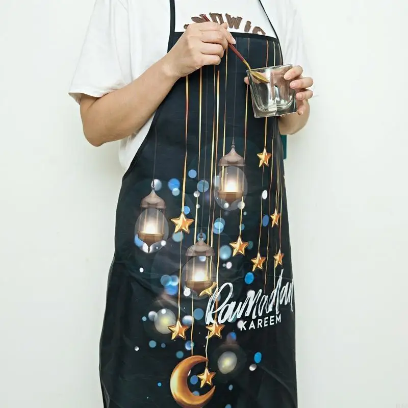 Islamic Eid Ramadan Polyester Apron Digital Printing Aprons No Sleeve for Home Kitchen Restaurant Baking Cooking Women Oil B95B