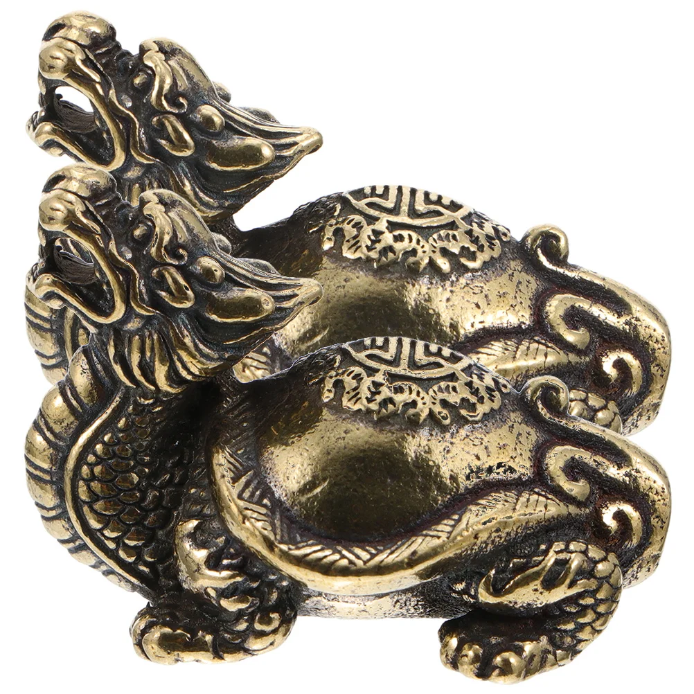 

2 Pcs Toy Distressed Solid Xuanwu Dragon Turtle Keychain Pendant (2pcs) Brass Blessing Statue Animal Ornaments for Crafts