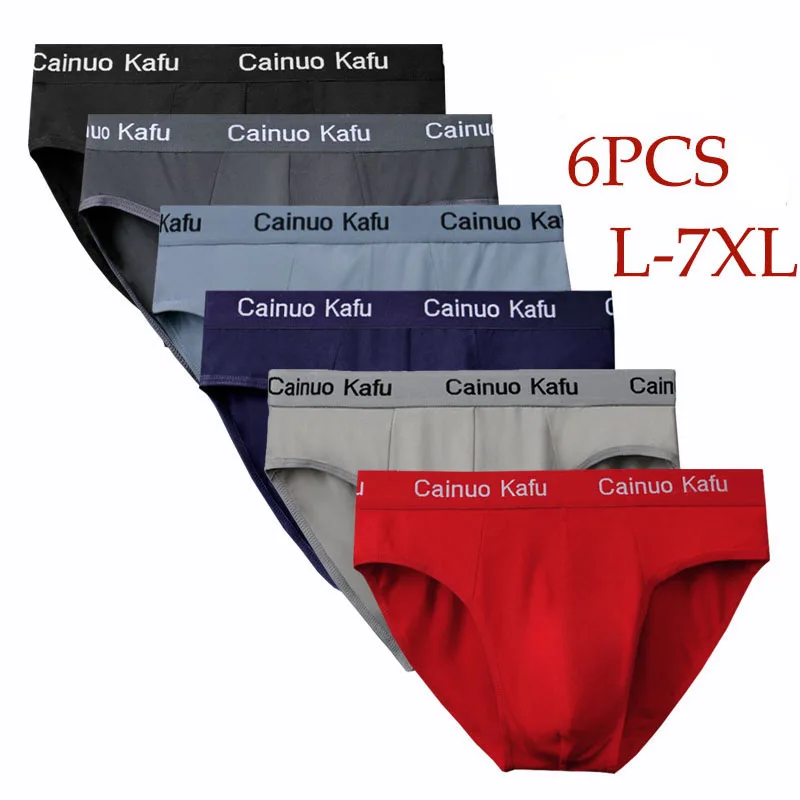 

6pcs/Lot Men's Underwear Male Solid Briefs Underpants for Men Brief Panties Mens Bikini Pant Men Sexy Plus size M-7XL Soft New