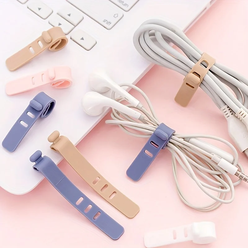 12pcs Silicone Tie Data Cable Storage Earphone Cable Organizer Winder Anti-Lost Fastener Data Cable Bundle Strap