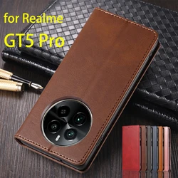 Leather Case for OPPO Realme GT5 Pro GT5Pro Card Holder Holster Magnetic Attraction Cover Wallet Flip Case Capa Fundas Coque