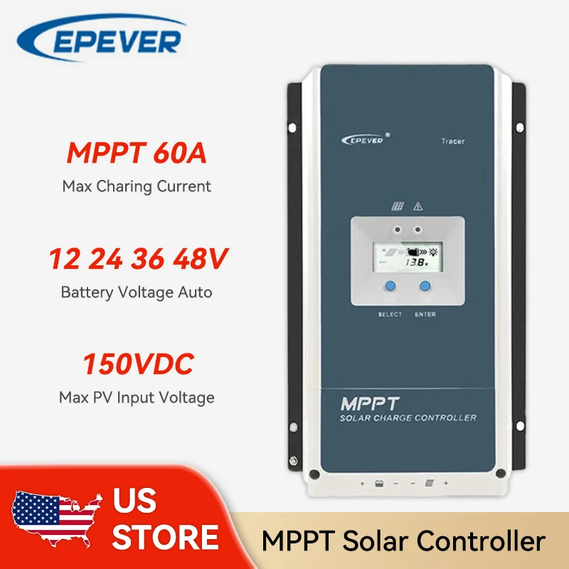 EPever MPPT 60A جهاز التحكم بالشحن بالطاقة الشمسية 12 فولت 24 فولت 36 فولت 48 فولت مكيف البطارية الأوتوماتيكي ماكس 150 فولت PV المدخلات التسجيل في الوقت الحقيقي