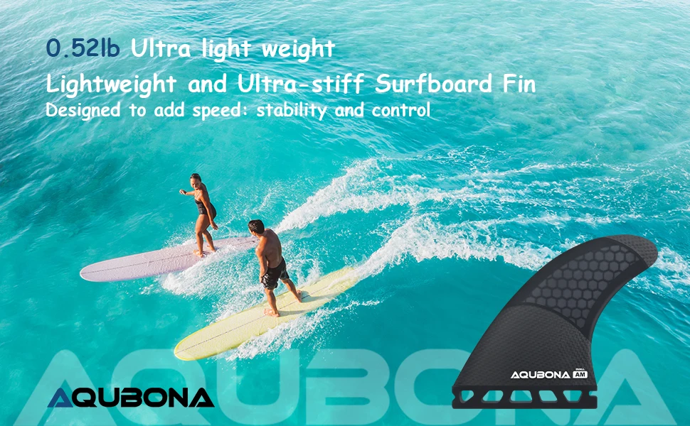 Single/Dual II Tab Surfing Fins - Tri Fins Set Honeycomb Fiberglass & Carbon S/M/L Size - Come with Fin Key Screws and Wax Comb