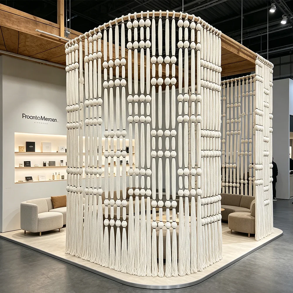 Commercial Macrame Installation Exhibition Booth Large Scale Wall Art Customized Partition for Interior Projects