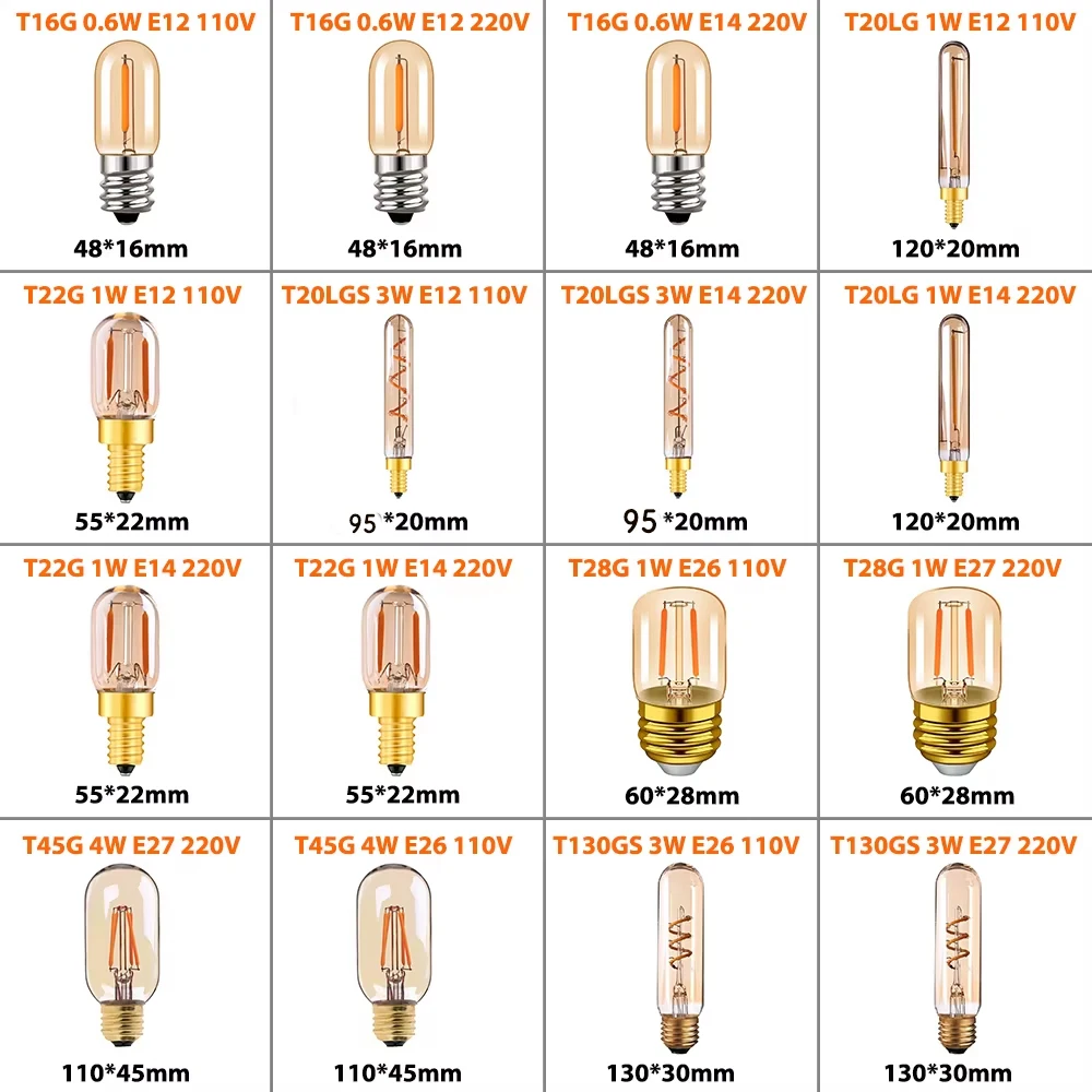 E14 E27 LED Bulb 220V Vintage Edison Filament Light Ampoule Lighting Candle Tube Lava Lamp Chandelier Replace Bulbs Home Decor