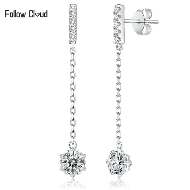 

Follow Cloud 0.5 Carat D Color Moissanite Diamond Classic Earring 18K White Gold Plated Charm Stud Earrings for Women Jewelry