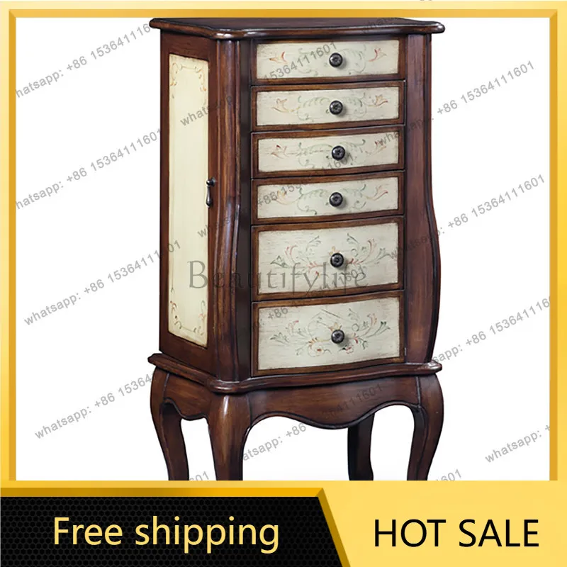 LD American five-bucket jewelry storage cabinet floor-to-ceiling decorative cabinet with mirror