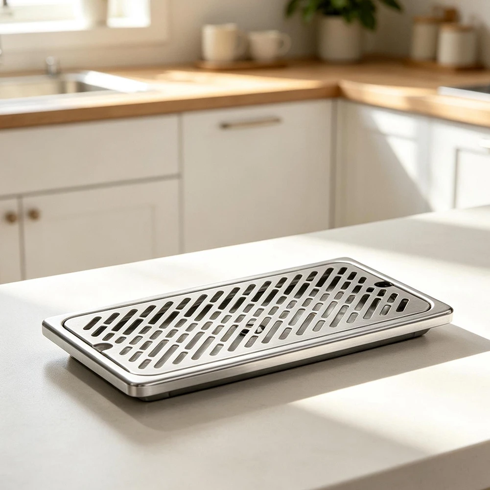 Cafe Drip Station Coffee Drain Pan Rust-proof Material Removable Split Design Easy To Clean Anti-splash Feature Coffee Silver