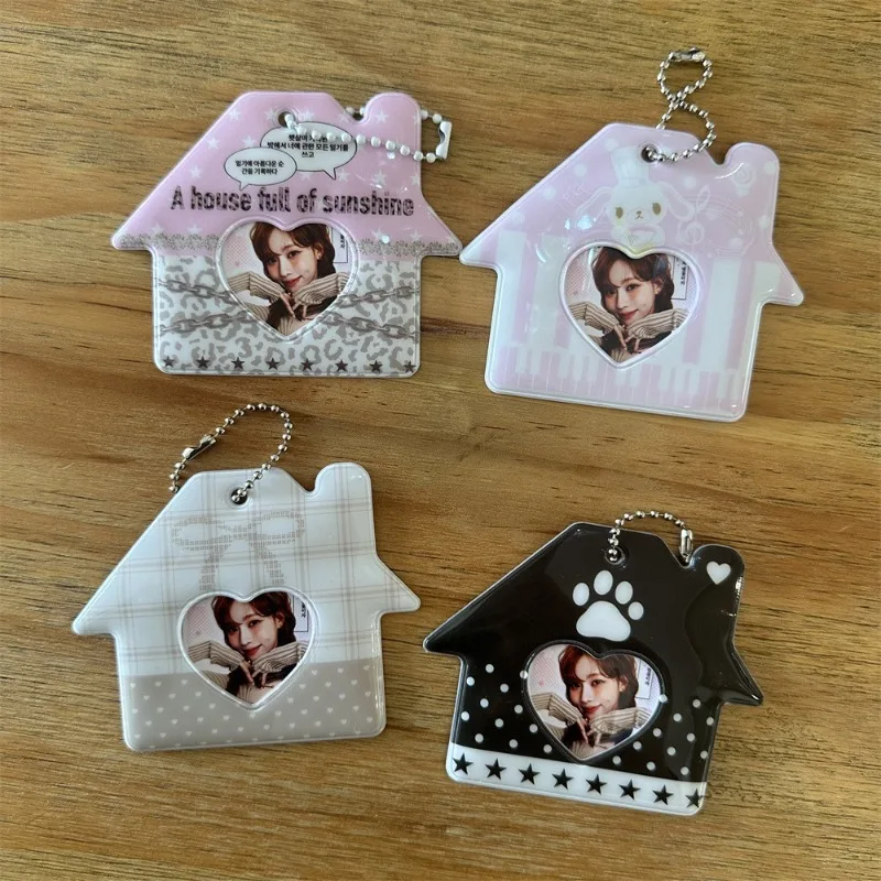 الكورية Ins لطيف الكرتون منزل على شكل حامل بطاقة Kpop 2 بوصة المعبود ID Photocard المنظم Kawaii فتاة على ظهره قلادة المفاتيح #5