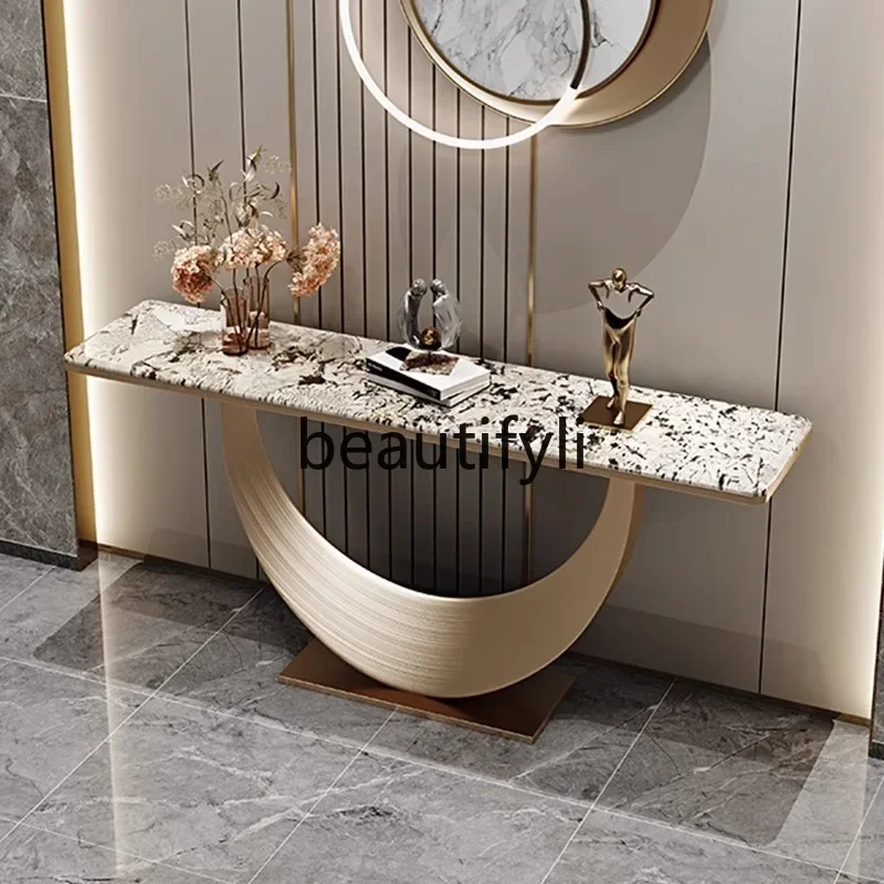 

Cy56 Household Italian natural marble luxury stone entrance table Entry entrance table against the wall Entrance cabinet case